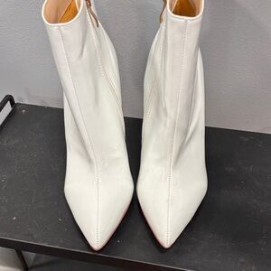 Elegant White Patent Ankle Boots